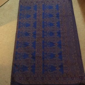 Navy blue silk cotton saree with blouse.